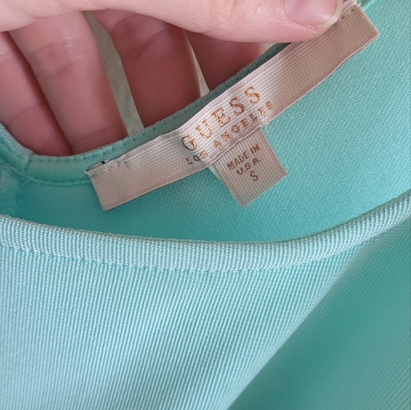 Guess squareneck scalloped hem dress Women's size small Mint - Picture 2 of 6
